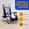 imageSereneLife Padded Zero Gravity Lounge Chair  Reclining Patio Chairs  Outdoor Lounge Chairs with Detachable Cup Holder Tray  Folding Recliner Chair with Removable Pillows  1 Gray and BlackBlackLight Gray