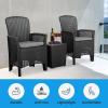imageSereneLife Patio Porch Furniture Sets  3 Piece Rattan Wicker Chairs with Table Patio Conversation Bistro Set Outdoor Garden Furniture Sets BlackBrown
