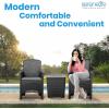 imageSereneLife Patio Porch Furniture Sets  3 Piece Rattan Wicker Chairs with Table Patio Conversation Bistro Set Outdoor Garden Furniture Sets BlackBrown