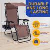 imageSereneLife Zero Gravity Chairs Set of 2 Adjustable Outdoor Lounge Chairs with Canopy Shade Side Tray Cup Holders Removable Pillows Folding Portable Camping Chairs for Patio Backyard BeachCreamBrown
