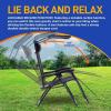 imageSereneLife Zero Gravity Chairs Set of 2 Adjustable Outdoor Lounge Chairs with Canopy Shade Side Tray Cup Holders Removable Pillows Folding Portable Camping Chairs for Patio Backyard BeachCreamBlack