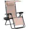 imageSereneLife Zero Gravity Chairs Set of 2 Adjustable Outdoor Lounge Chairs with Canopy Shade Side Tray Cup Holders Removable Pillows Folding Portable Camping Chairs for Patio Backyard BeachCreamCream