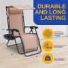 imageSereneLife Zero Gravity Chairs Set of 2 Adjustable Outdoor Lounge Chairs with Canopy Shade Side Tray Cup Holders Removable Pillows Folding Portable Camping Chairs for Patio Backyard BeachCreamCream