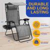 imageSereneLife Zero Gravity Chairs Set of 2 Adjustable Outdoor Lounge Chairs with Canopy Shade Side Tray Cup Holders Removable Pillows Folding Portable Camping Chairs for Patio Backyard BeachCreamGrey
