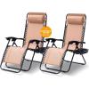 imageSereneLife 2Pack Rattan Zero Gravity Chairs  Adjustable Recliners with Side Table Cup Holders ampamp Pillow Foldable Outdoor Lounge Set for Patio Lawn or Deck  265 lbs Capacity BrownBeige
