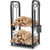 imageSereneLife Firewood Storage Rack  Heavy Duty Wood Stackers Organizer 220 lbs weight Log Capacity Stack up your Logs and Keeps it Dry Suitable for any Seasons Perfect for Indoor and Outdoors