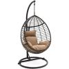 imageSereneLife Hanging Egg Chair for Outdoor ampamp Indoor Use  Wicker Rattan Swing Chair with Cushions PowderCoated Steel Frame Washable UVResistant Cover Gray Modern Patio Hammock SeatBlackbrown