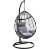 imageSereneLife Hanging Egg Chair for Outdoor ampamp Indoor Use  Wicker Rattan Swing Chair with Cushions PowderCoated Steel Frame Washable UVResistant Cover Gray Modern Patio Hammock SeatBlackkhaki