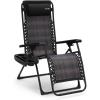 imageSereneLife Padded Zero Gravity Lounge Chair  Reclining Patio Chairs  Outdoor Lounge Chairs with Detachable Cup Holder Tray  Folding Recliner Chair with Removable Pillows  1 Gray and BlackBlack