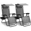 imageSereneLife Zero Gravity Chairs Set of 2 Adjustable Outdoor Lounge Chairs with Canopy Shade Side Tray Cup Holders Removable Pillows Folding Portable Camping Chairs for Patio Backyard BeachCreamGrey