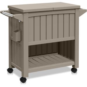 imageSereneLife 80 Quart Rolling Cooler Ice Chest Portable Patio Party Bar Drink Cooler Cart on Wheels Beverage Cart for Pool Includes Ice Bucket Bottle Opener and Shelf