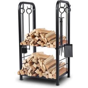 imageSereneLife Firewood Storage Rack  Heavy Duty Wood Stackers Organizer 220 lbs weight Log Capacity Stack up your Logs and Keeps it Dry Suitable for any Seasons Perfect for Indoor and Outdoors