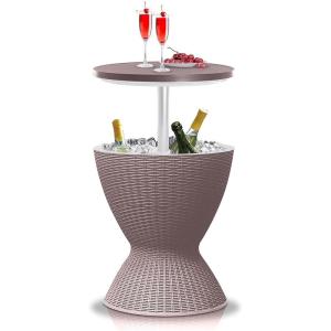 imageSereneLife Outdoor Cool Bar Table 75 Gallon Beer and Wine Cooler Patio Furniture ampamp Hot Tub Side Table Beverage Cooler AllWeather Resistant Ice Cool Bar Rattan Style Patio Cocktail Bar BlackGrey