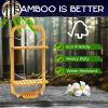 imageSereneLife Bamboo Hanging Shower Caddy with 3 Tiers AntiSlip Design Bathroom Storage Organizer for Shampoo Soaps and Essentials  SpaceSaving and Easy to Clean