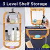 imageSereneLife Bamboo Hanging Shower Caddy with 3 Tiers AntiSlip Design Bathroom Storage Organizer for Shampoo Soaps and Essentials  SpaceSaving and Easy to Clean