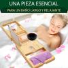 imageSereneLife Luxury Bamboo Bathtub Caddy Tray  Adjustable Natural Wood Bath Tub Organizer with Wine Holder Cup Placement Soap Dish Book Space ampamp Phone Slot for Spa Bathroom ampamp Shower SLBCAD207 Legacy  Soft Back  Gift Set