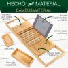 imageSereneLife Luxury Bamboo Bathtub Caddy Tray  Adjustable Natural Wood Bath Tub Organizer with Wine Holder Cup Placement Soap Dish Book Space ampamp Phone Slot for Spa Bathroom ampamp Shower SLBCAD207 Legacy  Soft Back  Gift Set