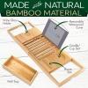 imageSereneLife Luxury Bamboo Bathtub Caddy Tray  Adjustable Natural Wood Bath Tub Organizer with Wine Holder Cup Placement Soap Dish Book Space ampamp Phone Slot for Spa Bathroom ampamp Shower SLBCAD206 Legacy  Soft Back