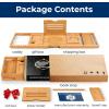 imageSereneLife Luxury Bamboo Bathtub Caddy Tray  Adjustable Natural Wood Bath Tub Organizer with Wine Holder Cup Placement Soap Dish Book Space ampamp Phone Slot for Spa Bathroom ampamp Shower SLBCAD203 Folding  Hard Back  Gift Set