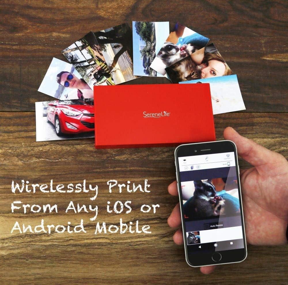 imagePortable Instant Mobile Photo Printer  Wireless Color Picture Printing from Apple iPhone iPad or Android Smartphone Camera  Mini Compact Pocket Size Easy for Travel  SereneLife Red ModelPICKIT21RD5