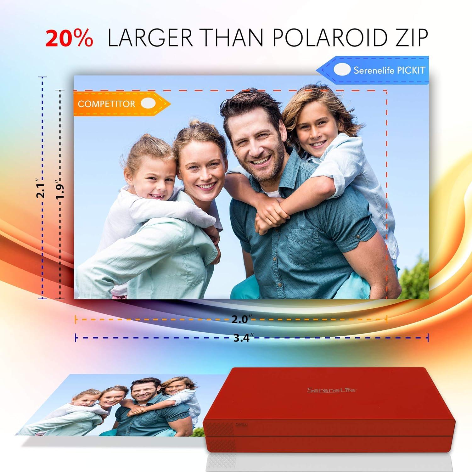 imagePortable Instant Mobile Photo Printer  Wireless Color Picture Printing from Apple iPhone iPad or Android Smartphone Camera  Mini Compact Pocket Size Easy for Travel  SereneLife Red ModelPICKIT21RD5