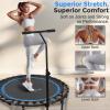 imageSereneLife 40quot48quot Foldable Mini Trampoline for Adults  Compact Fitness Rebounder with Reinforced Bungees ampamp Adjustable Safety Handle  Stable ampamp Quiet IndoorOutdoor Exercise Equipment 264 lbs Load40 IN  Round