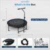 imageSereneLife 40quot48quot Foldable Mini Trampoline for Adults  Compact Fitness Rebounder with Reinforced Bungees ampamp Adjustable Safety Handle  Stable ampamp Quiet IndoorOutdoor Exercise Equipment 264 lbs Load40 IN  Round