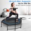 imageSereneLife 40quot48quot Foldable Mini Trampoline for Adults  Compact Fitness Rebounder with Reinforced Bungees ampamp Adjustable Safety Handle  Stable ampamp Quiet IndoorOutdoor Exercise Equipment 264 lbs Load48 IN  Hexagon
