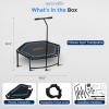 imageSereneLife 40quot48quot Foldable Mini Trampoline for Adults  Compact Fitness Rebounder with Reinforced Bungees ampamp Adjustable Safety Handle  Stable ampamp Quiet IndoorOutdoor Exercise Equipment 264 lbs Load48 IN  Hexagon