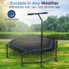 imageSereneLife 40quot48quot Foldable Mini Trampoline for Adults  Compact Fitness Rebounder with Reinforced Bungees ampamp Adjustable Safety Handle  Stable ampamp Quiet IndoorOutdoor Exercise Equipment 264 lbs Load48 IN  Hexagon
