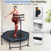 imageSereneLife 40quot48quot Foldable Mini Trampoline for Adults  Compact Fitness Rebounder with Reinforced Bungees ampamp Adjustable Safety Handle  Stable ampamp Quiet IndoorOutdoor Exercise Equipment 264 lbs Load48 IN  Hexagon