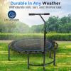 imageSereneLife 40quot48quot Foldable Mini Trampoline for Adults  Compact Fitness Rebounder with Reinforced Bungees ampamp Adjustable Safety Handle  Stable ampamp Quiet IndoorOutdoor Exercise Equipment 264 lbs Load40 IN  Round