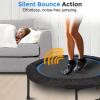 imageSereneLife 40quot48quot Foldable Mini Trampoline for Adults  Compact Fitness Rebounder with Reinforced Bungees ampamp Adjustable Safety Handle  Stable ampamp Quiet IndoorOutdoor Exercise Equipment 264 lbs Load40 IN  Round