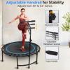 imageSereneLife 40quot48quot Foldable Mini Trampoline for Adults  Compact Fitness Rebounder with Reinforced Bungees ampamp Adjustable Safety Handle  Stable ampamp Quiet IndoorOutdoor Exercise Equipment 264 lbs Load40 IN  Round