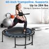 imageSereneLife 40quot48quot Foldable Mini Trampoline for Adults  Compact Fitness Rebounder with Reinforced Bungees ampamp Adjustable Safety Handle  Stable ampamp Quiet IndoorOutdoor Exercise Equipment 264 lbs Load40 IN  Round