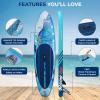 imageSereneLife Inflatable Stand Up Paddle Board with Premium SUP Accessories  Wide Stable Design with NonSlip EVA Deck Pad for Adults and Youth of All Skill Levels 350 lbs CapacityOcean Blue