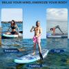 imageSereneLife Inflatable Stand Up Paddle Board with Premium SUP Accessories  Wide Stable Design with NonSlip EVA Deck Pad for Adults and Youth of All Skill Levels 350 lbs CapacityMisty Blue