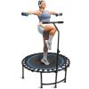 imageSereneLife 40quot48quot Foldable Mini Trampoline for Adults  Compact Fitness Rebounder with Reinforced Bungees ampamp Adjustable Safety Handle  Stable ampamp Quiet IndoorOutdoor Exercise Equipment 264 lbs Load40 IN  Round