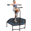 imageSereneLife 40quot48quot Foldable Mini Trampoline for Adults  Compact Fitness Rebounder with Reinforced Bungees ampamp Adjustable Safety Handle  Stable ampamp Quiet IndoorOutdoor Exercise Equipment 264 lbs Load48 IN  Hexagon
