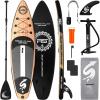 imageSereneLife Inflatable Stand Up Paddle Board with Premium SUP Accessories  Wide Stable Design with NonSlip EVA Deck Pad for Adults and Youth of All Skill Levels 350 lbs CapacityWood