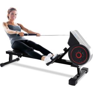 imageSereneLife Air ampamp Magnetic Rowing Machine  Measures Time Distance Stride Calories  For Gym or Home Cardio Workout