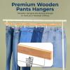 imageSereneLife 30 Pack Wooden Pants Hangers with Clips  White 14quotx05quotx67quot Heavy Duty Wood Skirt Hangers with 360 Swivel Hook ampamp Adjustable NonSlip Clips for Jeans Slacks ShortsNatural Wood