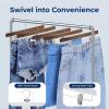 imageSereneLife 30 Pack Wooden Pants Hangers with Clips  White 14quotx05quotx67quot Heavy Duty Wood Skirt Hangers with 360 Swivel Hook ampamp Adjustable NonSlip Clips for Jeans Slacks ShortsBrown
