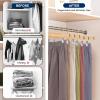 imageSereneLife 30 Pack Wooden Pants Hangers with Clips  White 14quotx05quotx67quot Heavy Duty Wood Skirt Hangers with 360 Swivel Hook ampamp Adjustable NonSlip Clips for Jeans Slacks ShortsNatural Wood