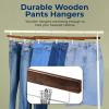imageSereneLife 30 Pack Wooden Pants Hangers with Clips  White 14quotx05quotx67quot Heavy Duty Wood Skirt Hangers with 360 Swivel Hook ampamp Adjustable NonSlip Clips for Jeans Slacks ShortsBrown