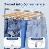 imageSereneLife 30 Pack Wooden Pants Hangers with Clips  White 14quotx05quotx67quot Heavy Duty Wood Skirt Hangers with 360 Swivel Hook ampamp Adjustable NonSlip Clips for Jeans Slacks ShortsNatural Wood