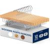 imageSereneLife 30 Pack Wooden Pants Hangers with Clips  White 14quotx05quotx67quot Heavy Duty Wood Skirt Hangers with 360 Swivel Hook ampamp Adjustable NonSlip Clips for Jeans Slacks ShortsNatural Wood