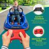 imageSereneLife 12V Electric Bumper Car for Kids  Remote Control Option 360 Spin LED Lights Safety Belt Kids Toddler Baby Bumper Car 38 YearsBlue