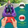 imageSereneLife 12V Electric Bumper Car for Kids  Remote Control Option 360 Spin LED Lights Safety Belt Kids Toddler Baby Bumper Car 38 YearsPurple