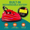 imageSereneLife 12V Electric Bumper Car for Kids  Remote Control Option 360 Spin LED Lights Safety Belt Kids Toddler Baby Bumper Car 38 YearsRed